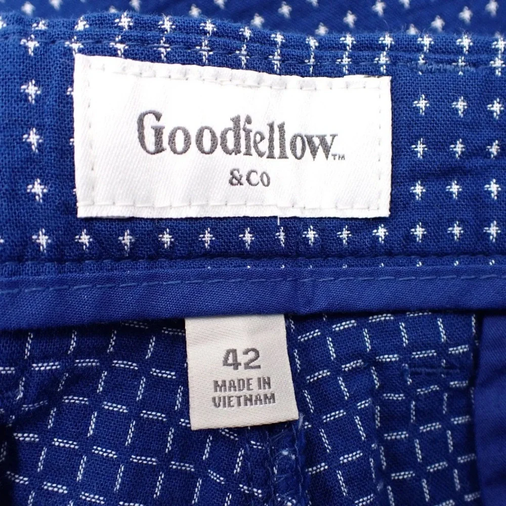 Good Fellow Linden Chino Shorts Mens 42 XL Zip Waterloo Blue Flat Front